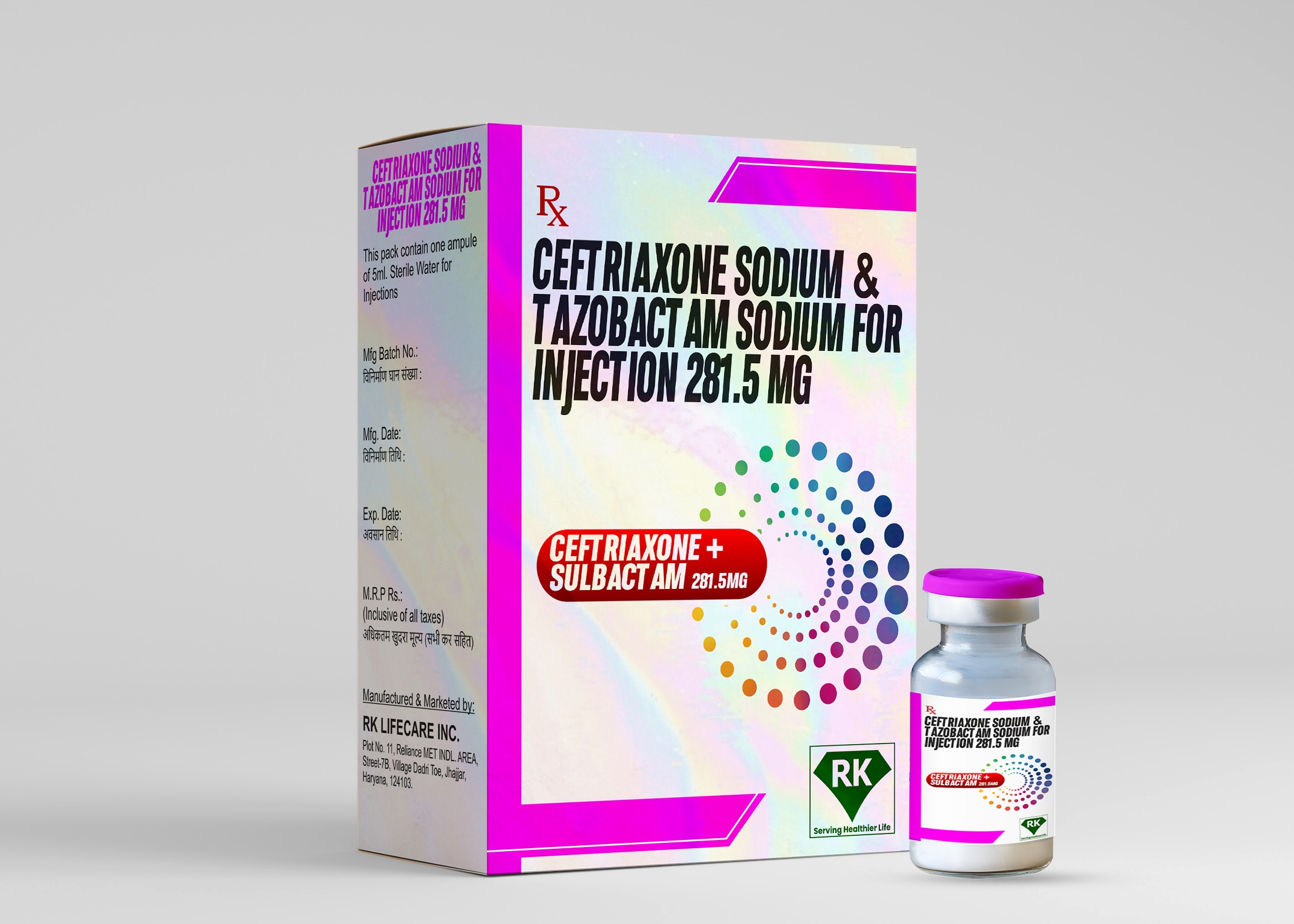 Ceftriaxone Sodium & Tazobactam Sodium for Injection 281.5mg